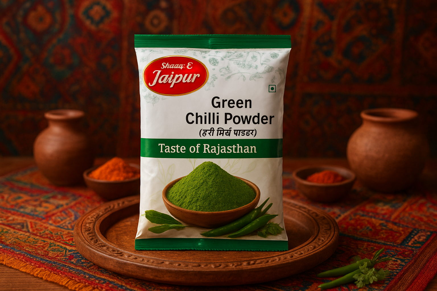 Shaan-E Jaipur Green Chilli Powder Pack of 1 | Indian Spices | Natural & Pure | 210 Gms Pack| Fresh Ground Spices | PACK OF 3