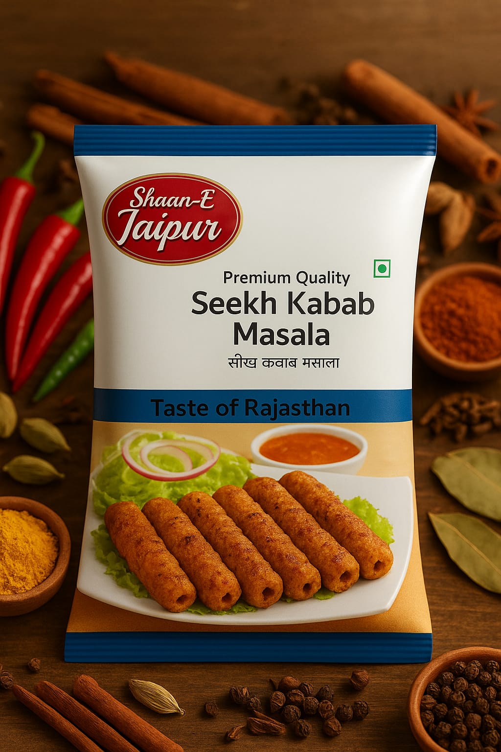 Shaan-E-Jaipur Seekh Kabab Masala | Authentic Mughlai Flavor | No Preservatives  Added | Bold Spice Blend  | For Grilled & Tandoori Kababs | (50g Each) | Pack of 3