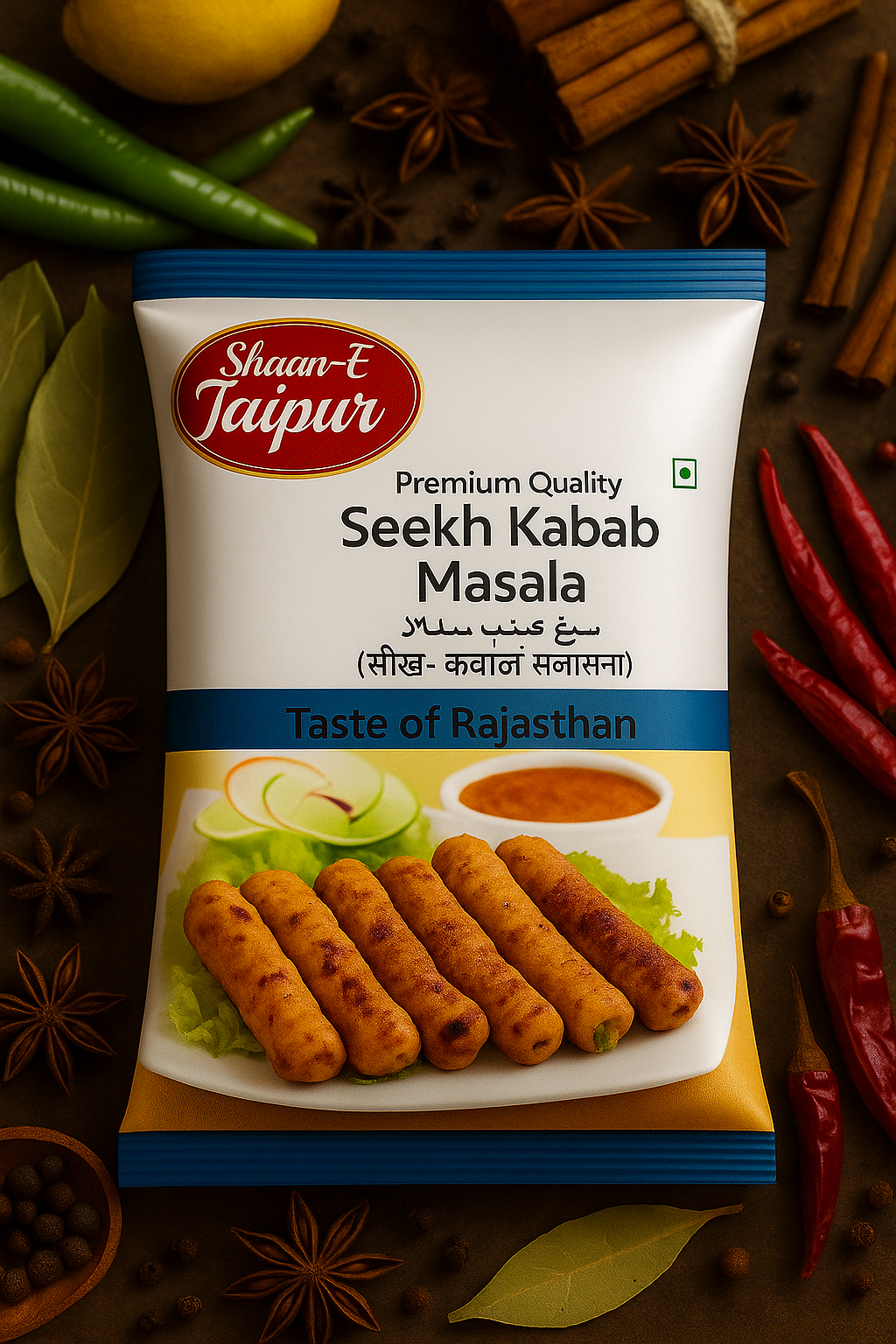 Shaan-E-Jaipur Seekh Kabab Masala | Authentic Mughlai Flavor | No Preservatives  Added | Bold Spice Blend  | For Grilled & Tandoori Kababs | (50g Each) | Pack of 3
