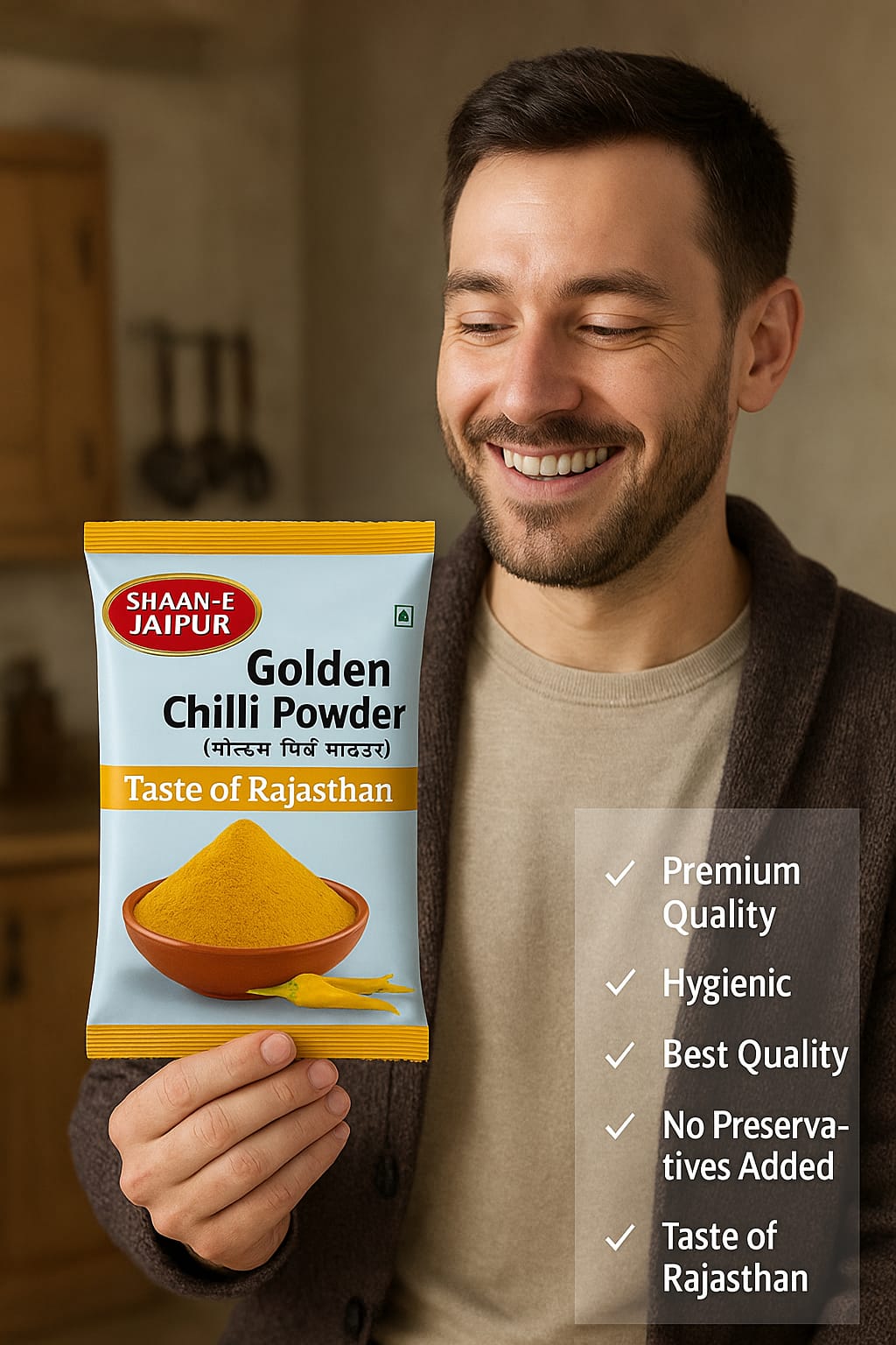 Shaan-E Jaipur Golden Chilli Powder  | Indian Spices | Natural & Pure | 300 Gms Pack| Fresh Ground Spices | PACK OF 3